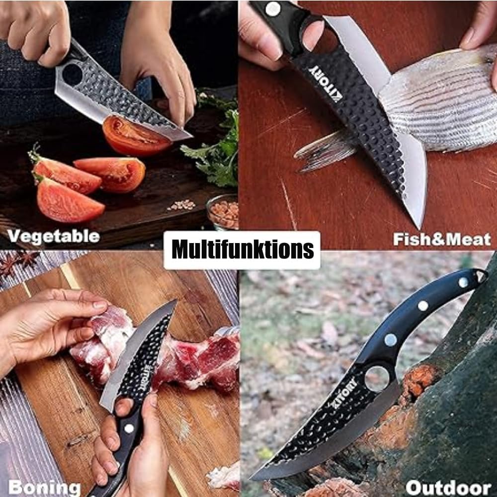 Kitory Wikinger Ausbeinmesser 15cm, Profi Fleischmesser aus Hochkohlten Hartstahl, Ergonomischer Pak