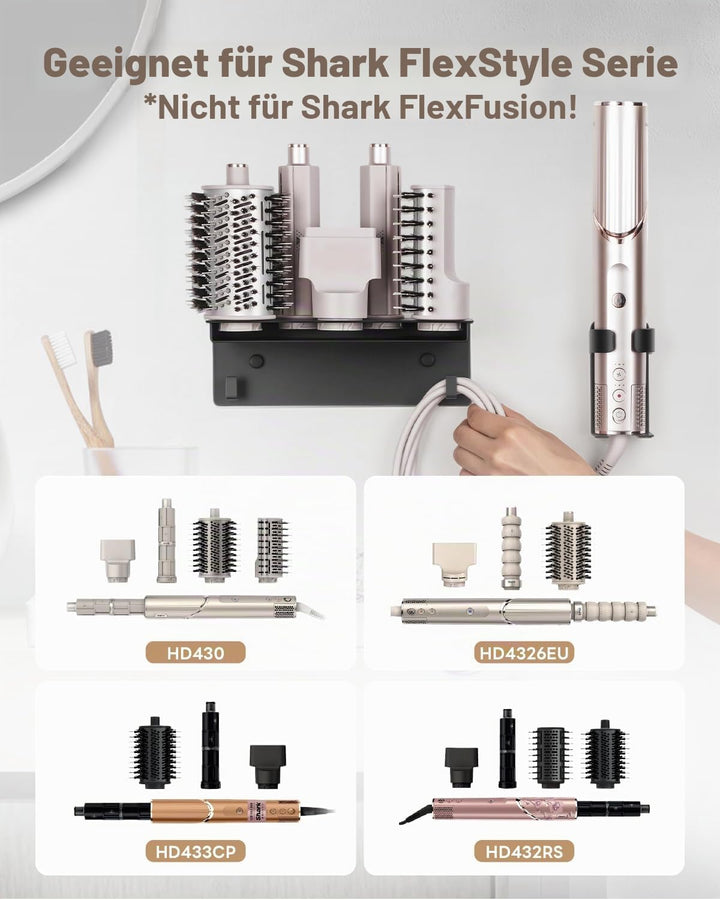 Fönhalter für Shark Flexstyle 5 in 1 Wandhalterung, Kompatibel mit Shark Flexstyle Aufsätze HD430 HD