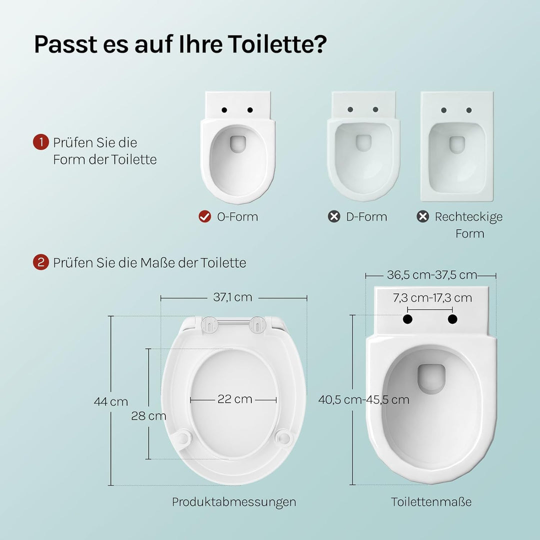 WOLTU Toilettensitzerhöhung, Toilettendeckel Erhöhung 5cm, WC Sitz mit Absenkautomatik O-Form, aus D