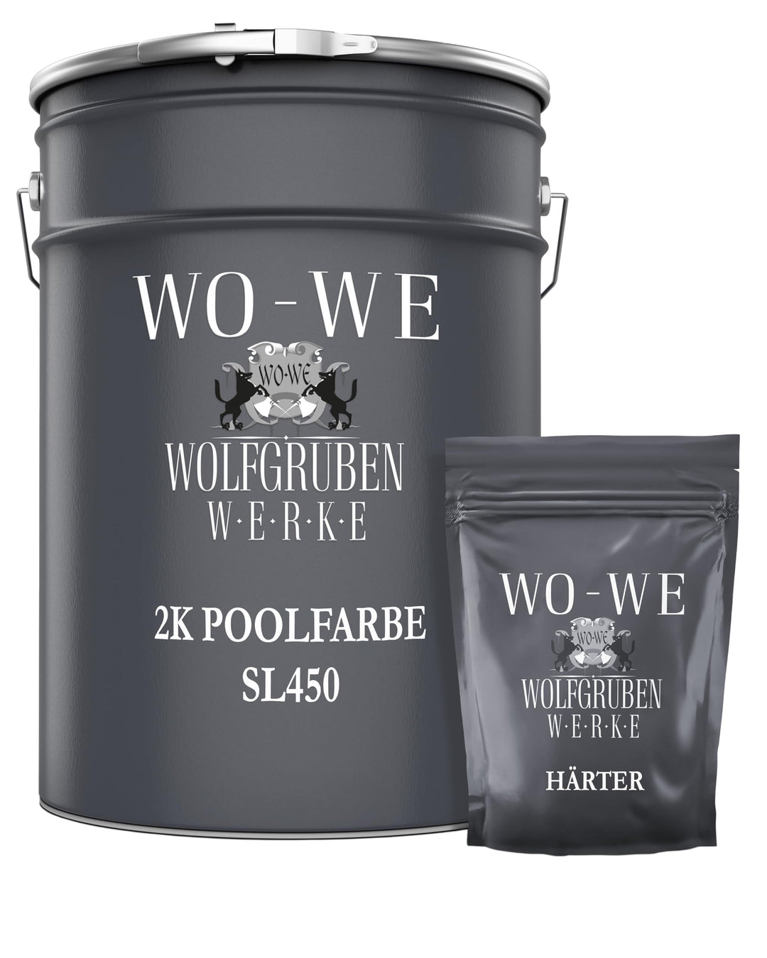 WO-WE 2K Poolfarbe Poolbeschichtung Schwimmbadfarbe - Tiefschwarz wie RAL 9005-20Kg RAL9005 - Tiefsc