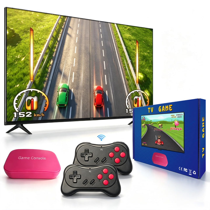 Kinder‑Spielkonsole mit über 90 integrierten Spielen, HDMI‑Plug‑&amp;‑Play, 2 kabellosen Gamepads Kinder