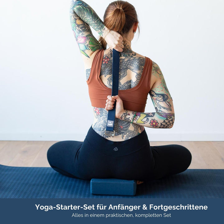 Bodhi Yoga Starter-Set Komplett | Rutschfeste Yogamatte aus TPE inkl. 2 Yogablöcken aus Eva (Moosgum