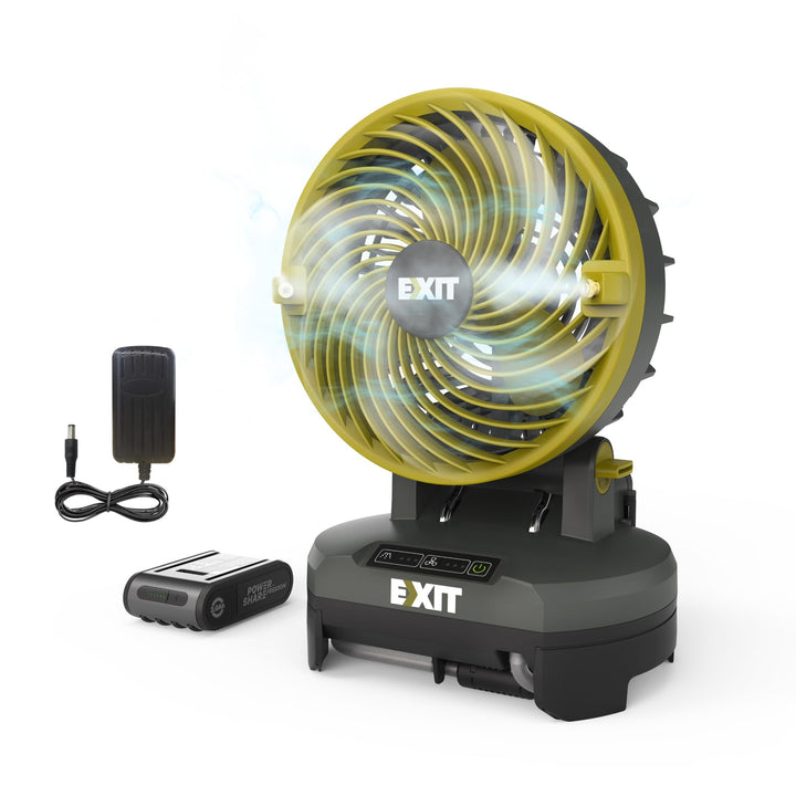 EXIT Akku-Nebelventilator EX022 20V,ideal für Camping, Grillpartys &amp; Strand