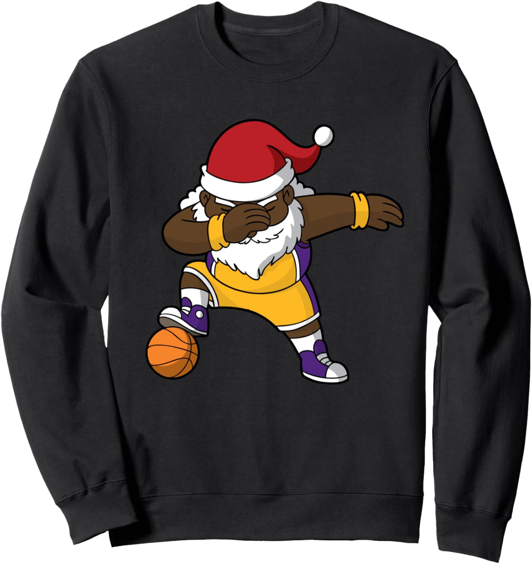 Basketball Schwarz Dabbing Weihnachtsmann Afroamerikaner Sweatshirt