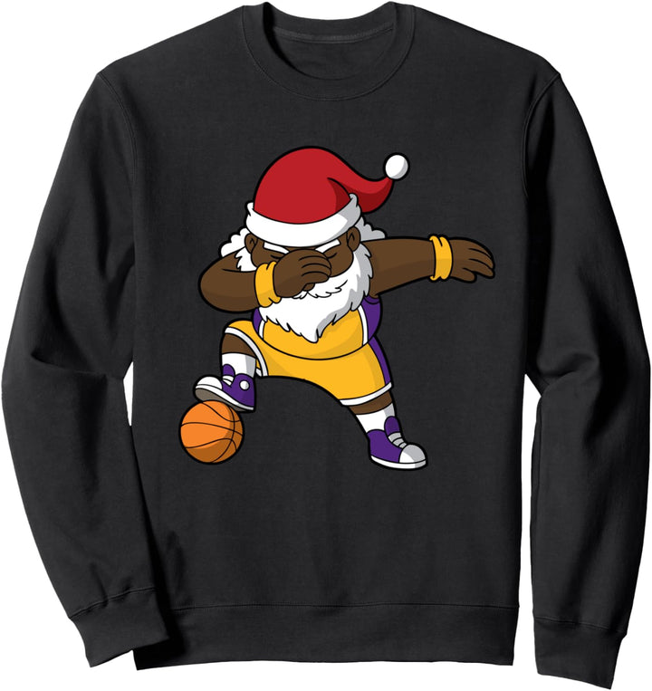 Basketball Schwarz Dabbing Weihnachtsmann Afroamerikaner Sweatshirt