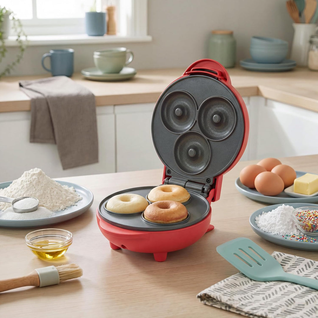 Giles &amp; Posner Funfair Mini-Donutmaker, 3 Donuts, 550 W Einheitsgrösse Red, Einheitsgrösse Red