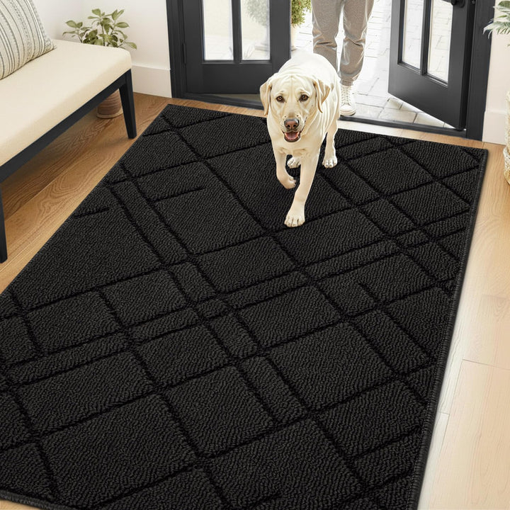 Biscpro Schmutzfangmatte Innen,rutschfest Eingang Fussmatte,80x120cm,Schwarz Schwarz Rechteckig 80 x