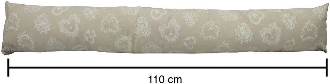 BIANCHERIAWEB Dekorativer Zugluftstopper für Fenster, abnehmbar, Herz Weiss 110 cm