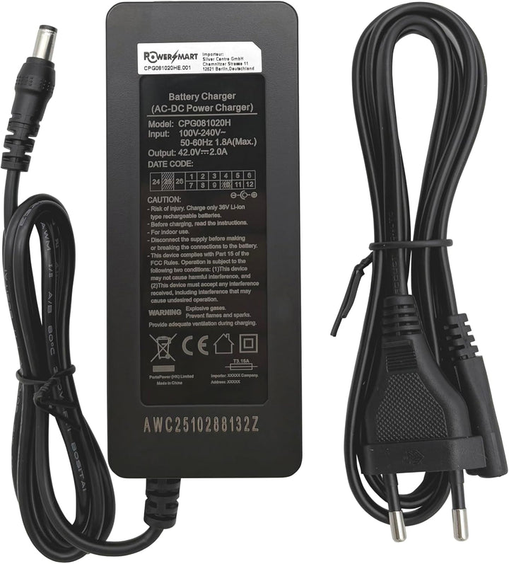 PowerSmart 36V 2A Ladegerät Ausgang 42V Ersatz für Allegro Explorer/E-Cargo/E-Clips, DC5.5 * 2.1mm