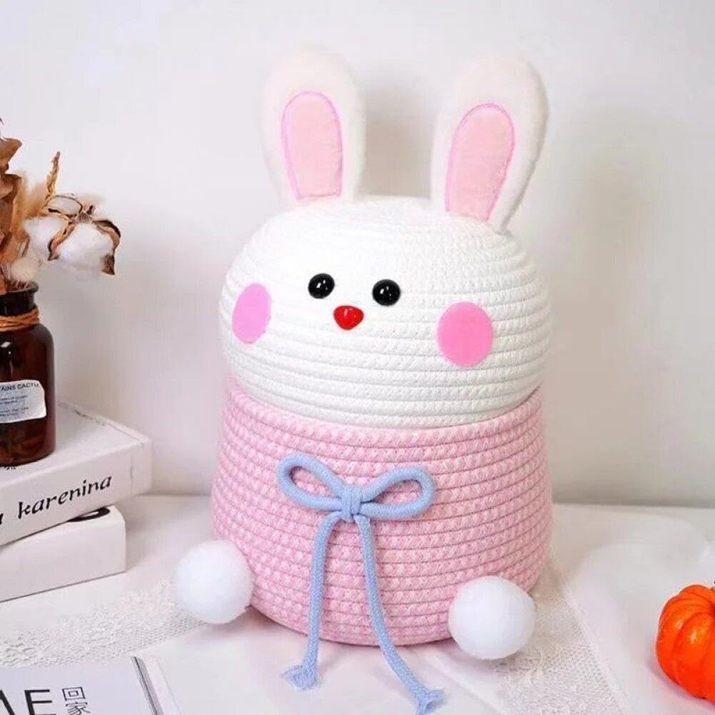 Cartoon Kaninchen Gewebter Korb Für Kleidungsstücke Snacks Aufbewahrung Kawaii Mädchen Prinzessin Ge
