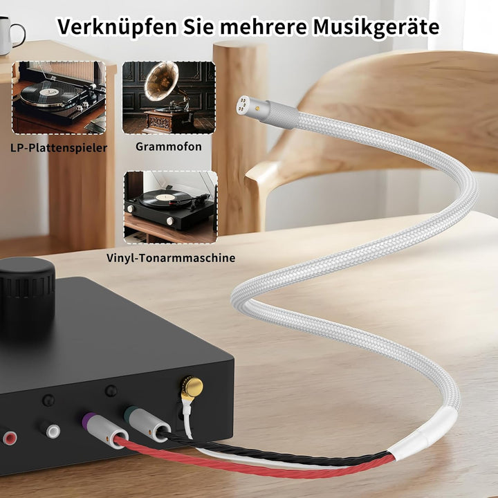 Tertullus Phono E RCA/MiniXLR, Spezielles True Balanced-Plattenspielerkabel,High End Phono Kabel -1.