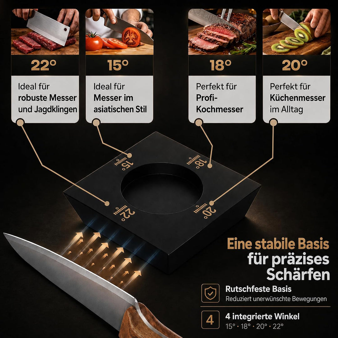 Messerschärfer: Rollschleifer mit 4 Winkeln, 2 Diamantscheiben 400/1000