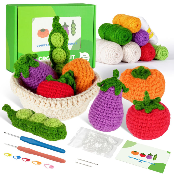 Wisnewth Gemüse-Anhänger Häkelset für Anfänger mit Video Multicolor-ECROKIT-008, Multicolor-ECROKIT-