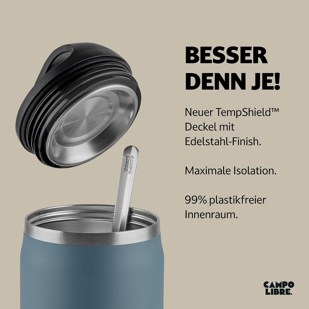 Campo Libre.® Lotta, Thermobehälter für Essen, Edelstahl Thermobecher Essen mit Löffel, Warmhaltebeh