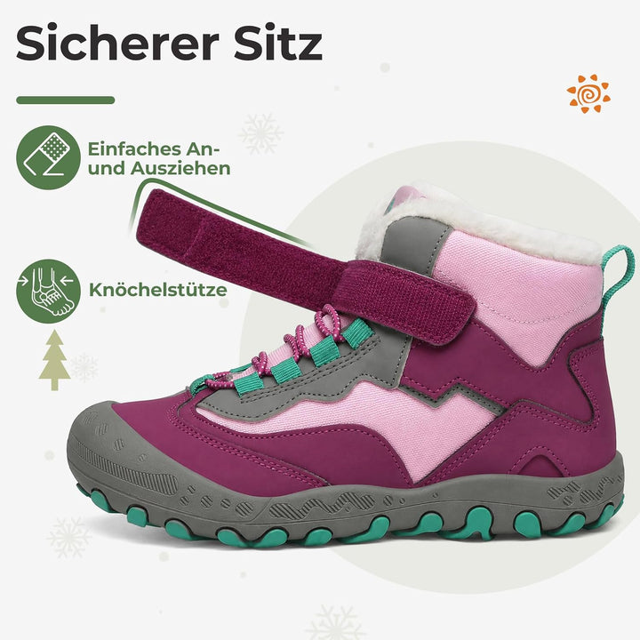 Mishansha Kinder Winterschuhe Warm Gefüttert Winterstiefel Jungen Mädchen Schneestiefel Outdoor Ruts