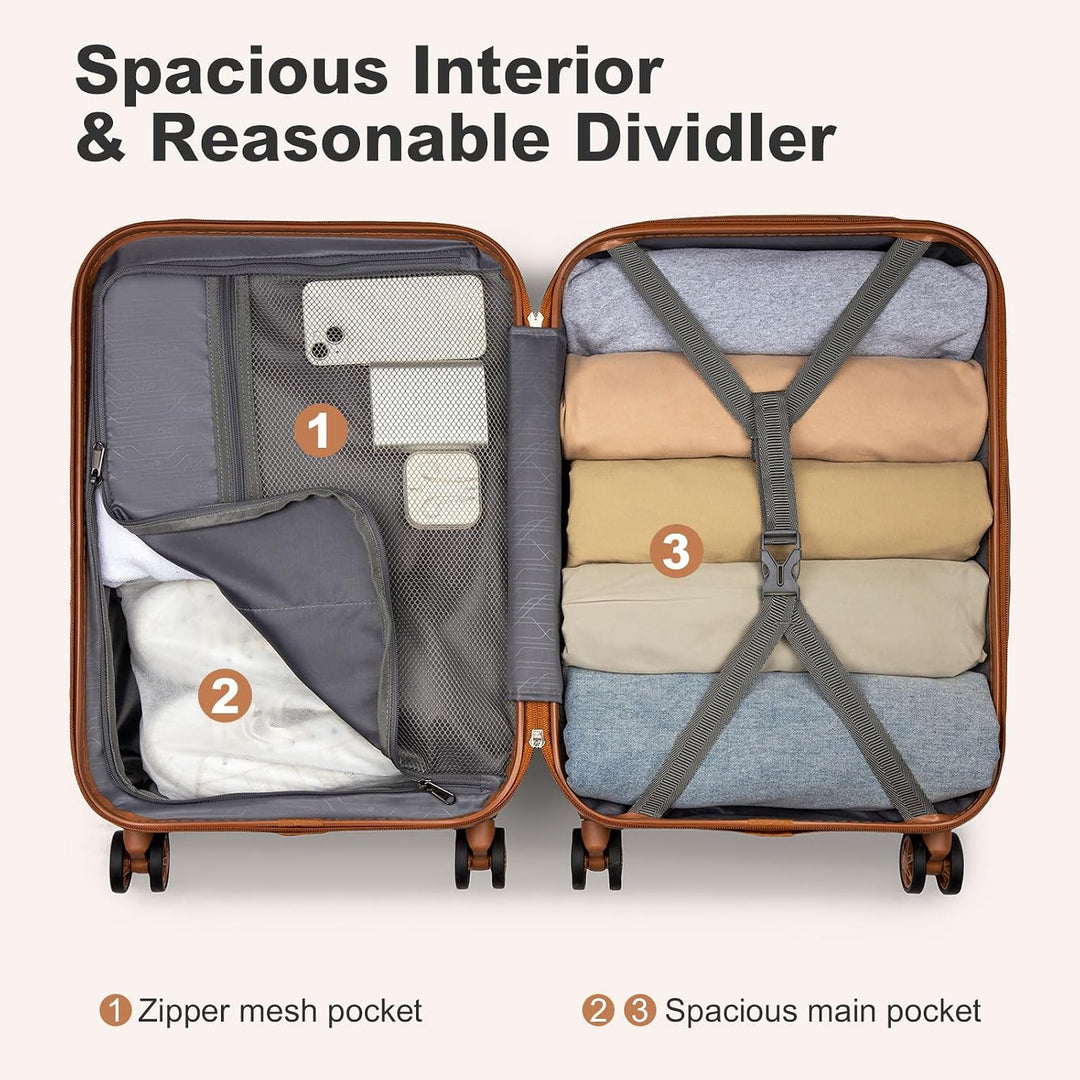 KONO Handgepäck Koffer Set mit Kosmetikkoffer Reisegepäck-Sets Beautycase Koffer Trolleys Reisekoffe