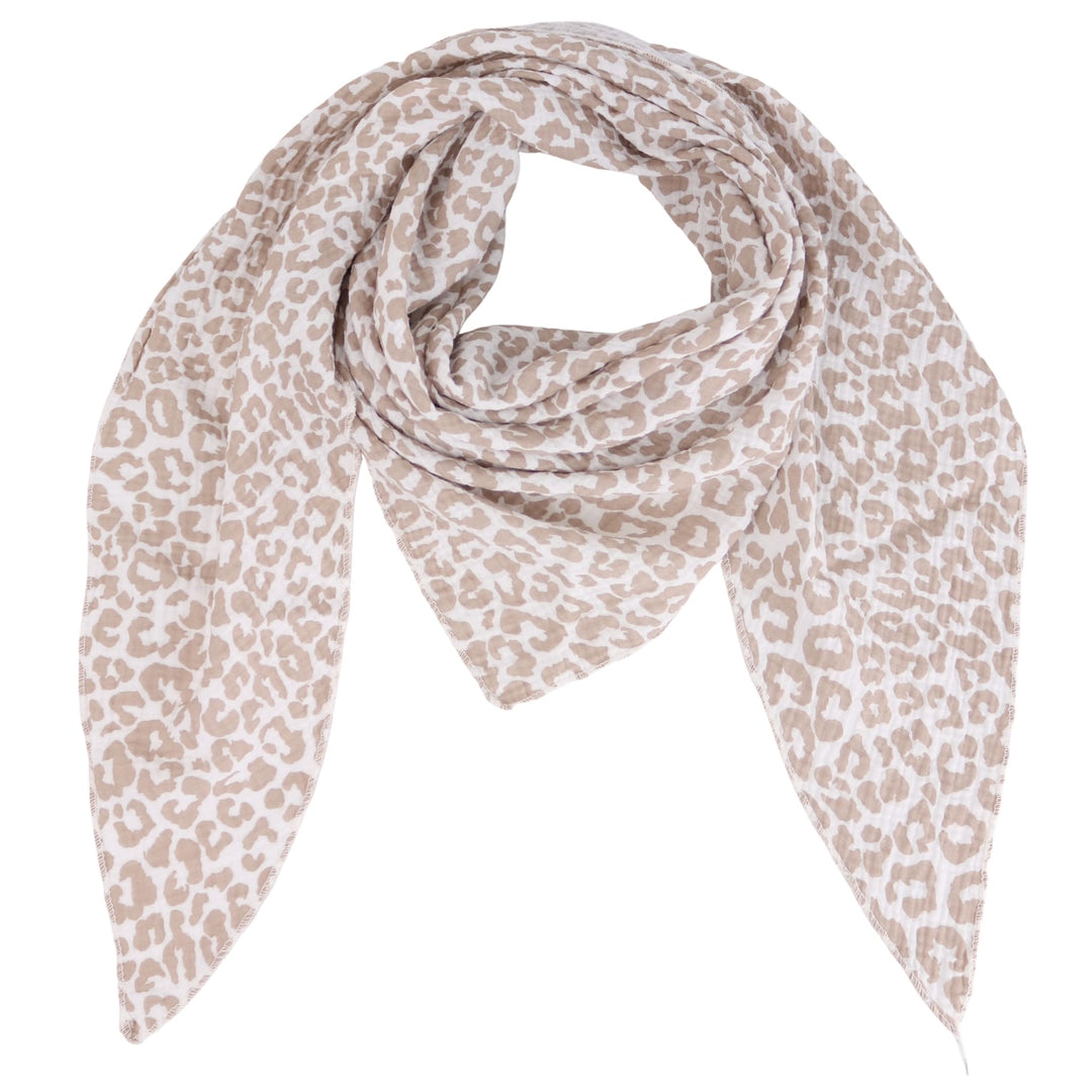 MIRROSI Damen Musselin Halstuch Made in Italy mit Leoprint oder Unifarben – Leichtes Dreieckstuch fü