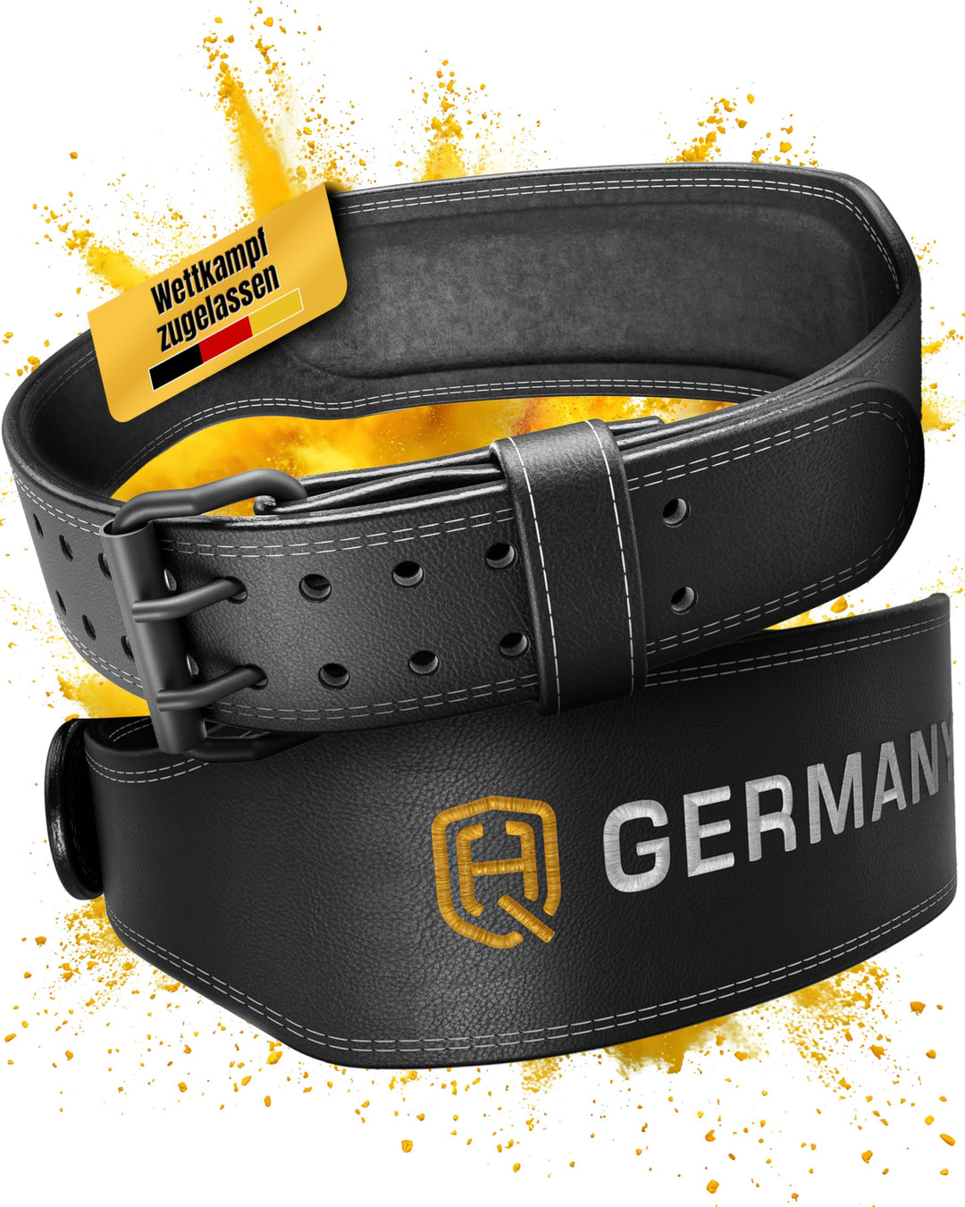 HQ Germany® Gewichthebergürtel [S/M/L/XL] - 100% Rindsleder, 100% Edelstahl - Weight Lifting Belt, G