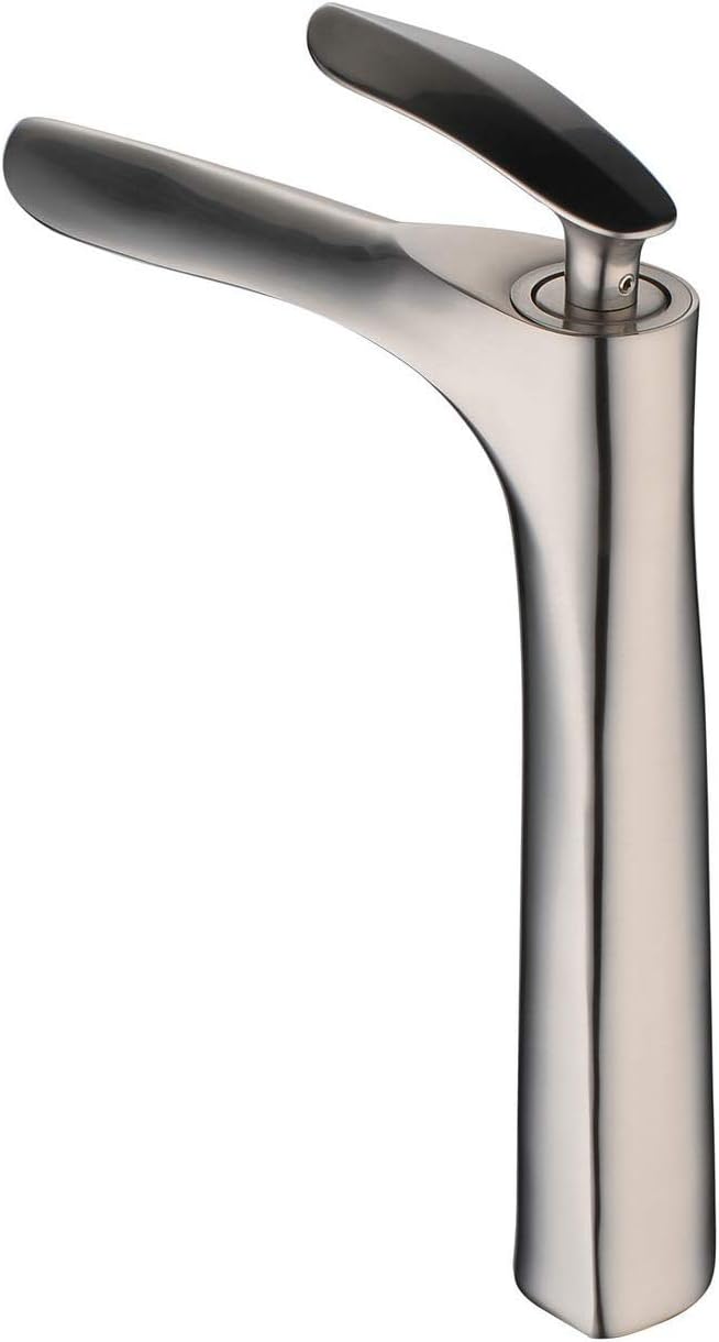 Wasserhahn Bad Nickel,Aufsatzwaschbecken Armatur Messing,Modern Bad Wasserhahn Hoch,1 Loch Chrom Sin