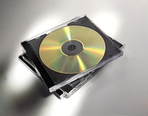 Fellowes CD Hüllen Standard, schwarze Rückseite mit transparentem Deckel, Jewel Case für CDs/DVDs, P