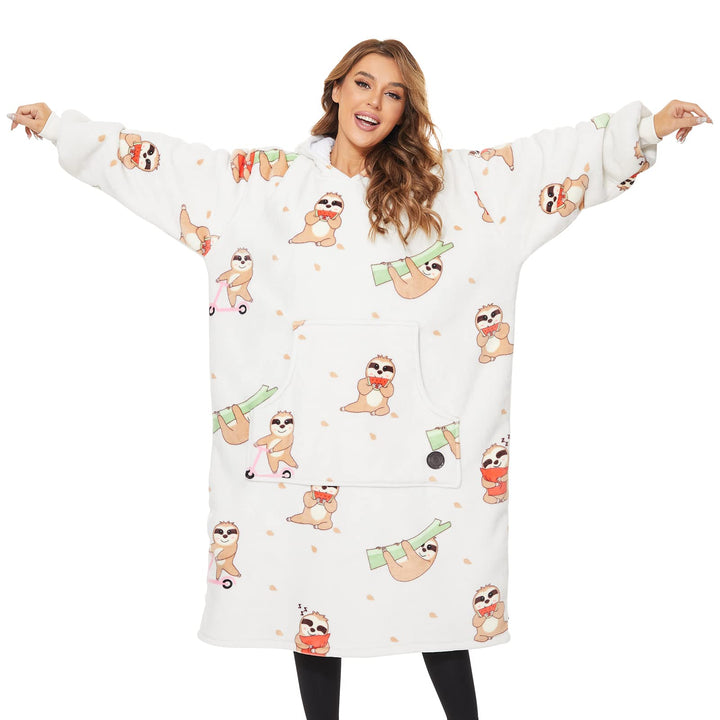 THREE POODLE Decken Hoodie Damen, Oversize Hoodie Decken Pullover Kuschelpullover für Damen Herren K