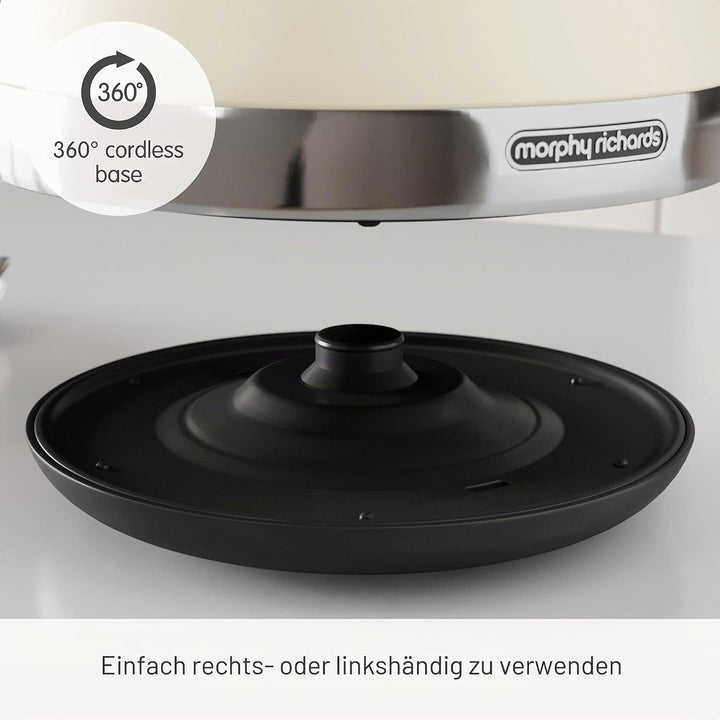 Morphy Richards Venture 100132 Wasserkocher, Pyramidenform, 1,5 l, 3 kW, Rapid Boil Cremefarben VENT
