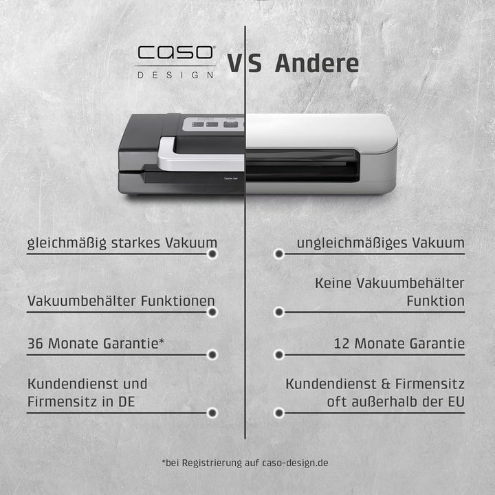 Caso HC170 Vakuumiergerät, inkl. 10 Folienbeutel mit 20x30cm, Schweisszeit einstellbar, starke Pumpe