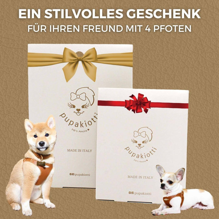 PUPAKIOTTI Brustgeschirr für kleine und mittelgrosse Hunde, Leder-Hundegeschirr, ergonomisch und ver