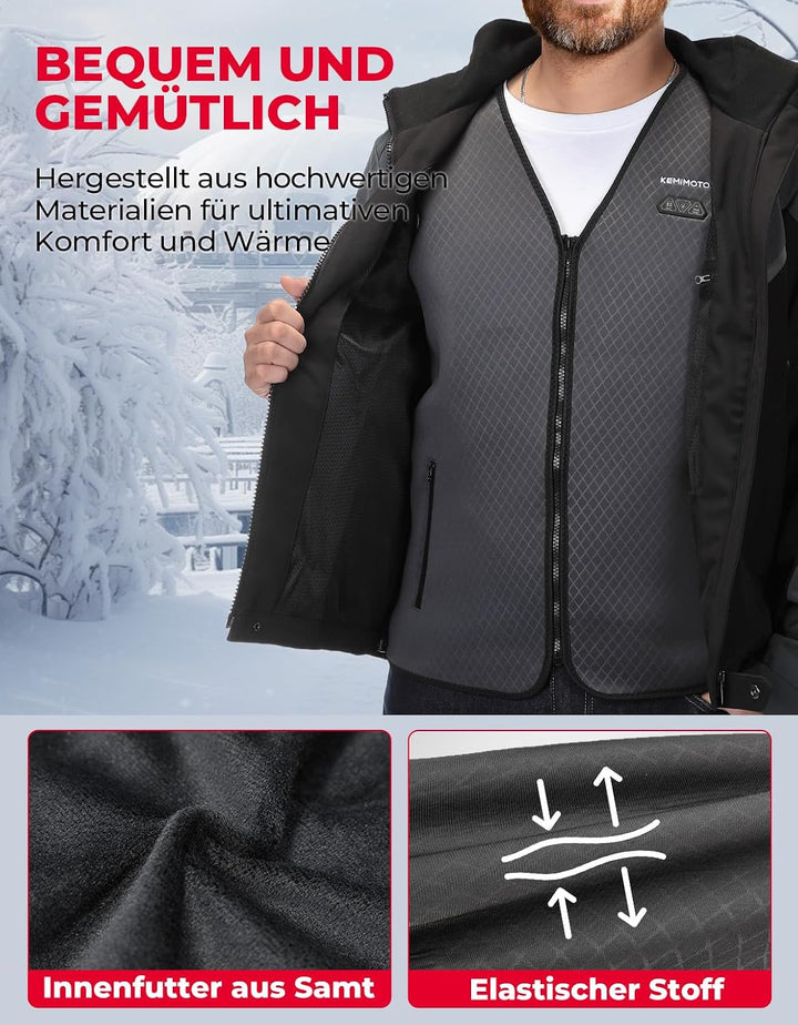 KEMIMOTO Beheizbare Weste Herren, Beheizte Weste mit 6 Heizzonen, 3 Einstellbare Wärmestufe, USB Ele