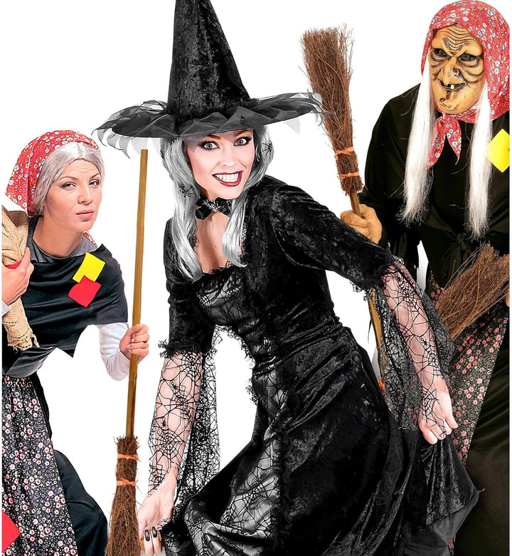 NET TOYS Hexenbesen Hexen Besen Kostüm Zubehör Hexe Accessoires Halloween 120 cm lang