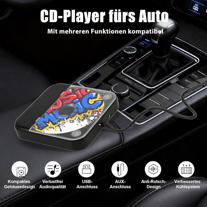 CD Player für Auto, Externer Universal Auto CD Player mit USB/AUX-Anschluss, Plug &amp; Play, Anti-Skip-