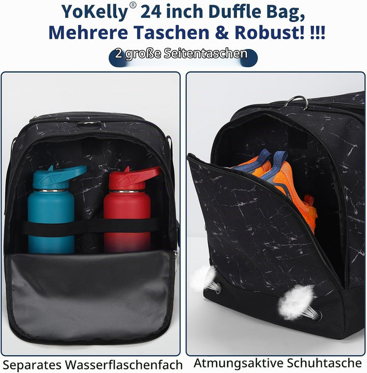 65L Sporttasche Herren Gross - 24 inch Reisetasche mit Hartem Boden und Schuhfach für Sport/Reisen 6