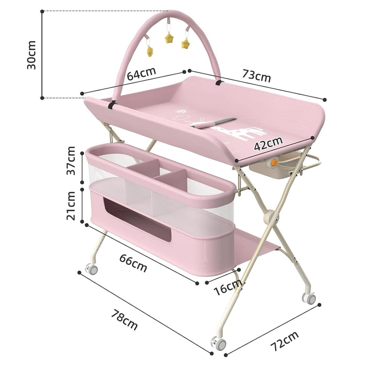 OHMG Wickeltisch für Babys,tragbarer klappbarer Wickeltisch mit Rollen,Mobile wickeltisch klappbar,w