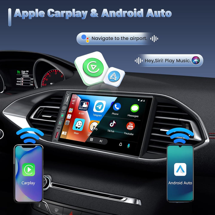 Bluetooth Autoradio 2 Din Kompatibel mit Wireless Carplay Android Auto 7 Zoll Touchscreen Autoradio
