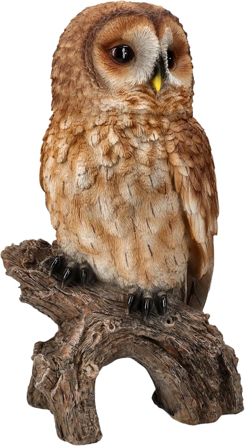 Figuren Shop GmbH Naturgetreue Eulen Gartenfigur: Grosser Waldkauz 31 cm - HotAnt, Wetterfeste Deko