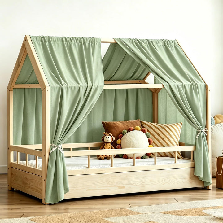 Hausbett Himmel, 2 Stück Betthimmel Hausbett Musselin, Baldachin Kinderzimmer Stoffhimmel für Hausbe