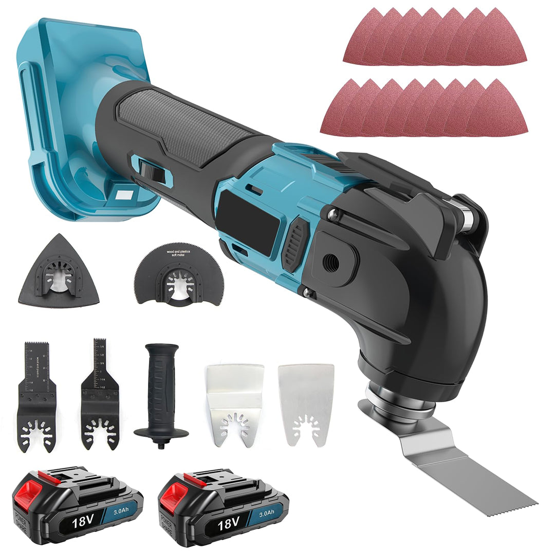 Multifunktionswerkzeug mit 2 * 3000 mAh Akku, Oszillationswerkzeug für Makita, 22pcs Zubehör, 6 Gesc