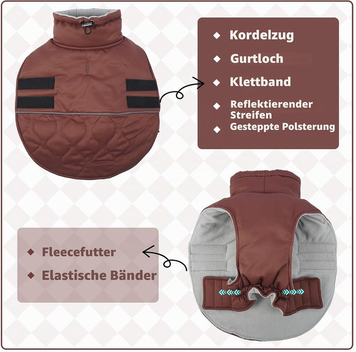 Hjumarayan Hundemantel, Wattierend Winterjacke Geschirröffnung, Warme Wintermantel Gefüttert Kleidun