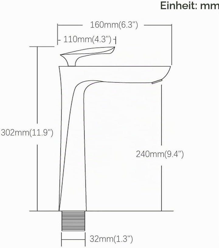 Wasserhahn Bad Nickel,Aufsatzwaschbecken Armatur Messing,Modern Bad Wasserhahn Hoch,1 Loch Chrom Sin