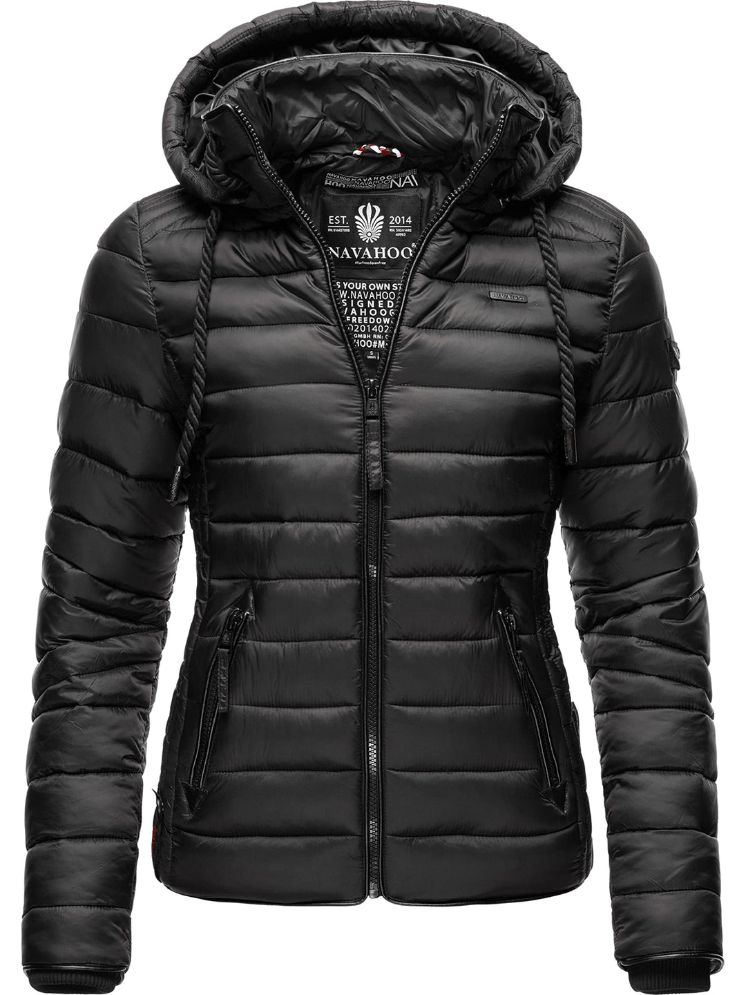 Navahoo Damen leichte Übergangsjacke Steppjacke mit Kapuze Lulana XS-XXL M Schwarz, M Schwarz