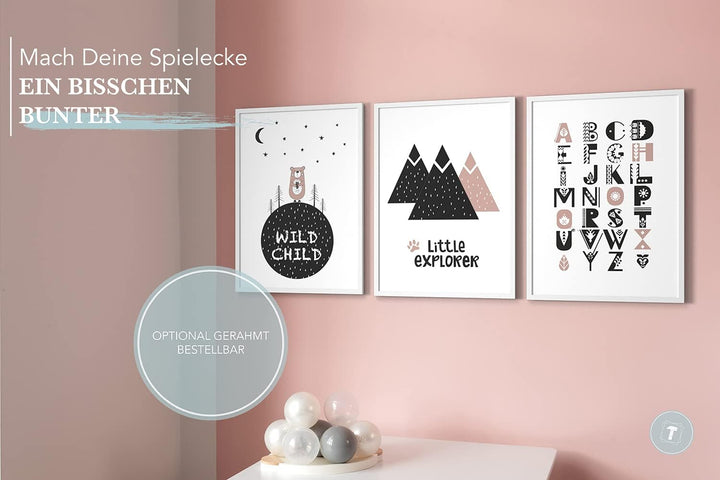 Papierschmiede® Kinderposter 3er Set, DIN A2 Wanddeko, Geschenk für Jungen &amp; Mädchen Kinderzimmer Ba