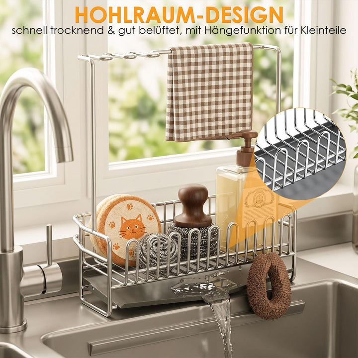 Spülbecken Organizer Edelstahl Schwammhalter Spülbecken 304 Silber, Silber