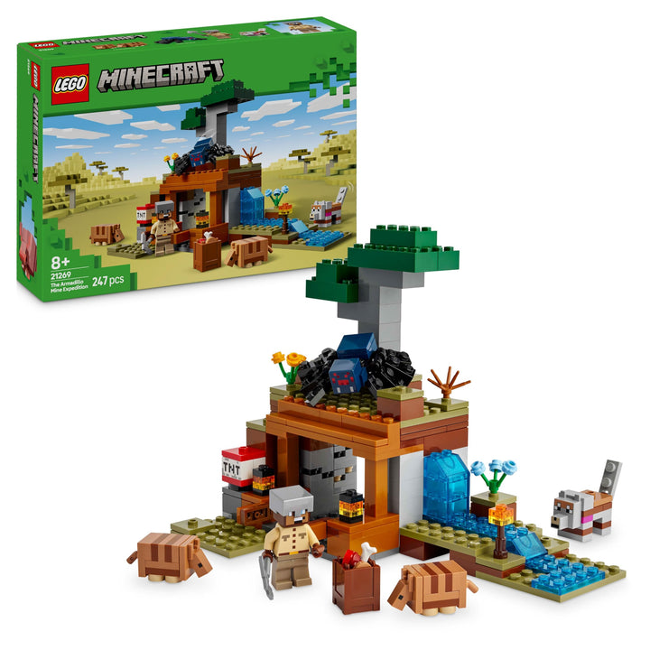 LEGO Minecraft Die Expedition zur Gürteltiermine, Set mit Minifigur aus dem Videospiel, Bauspielzeug
