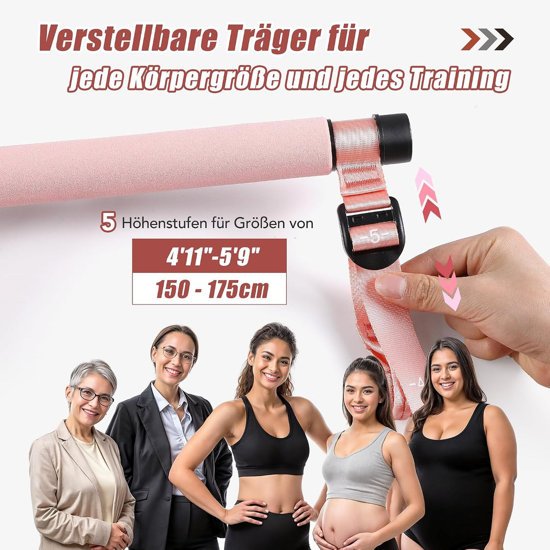 ALongSong Fitnessbänder Set mit 6 Widerstandsbänder 20-180Lbs oder 20-240Lbs &amp; Pilates-Stange, Griff
