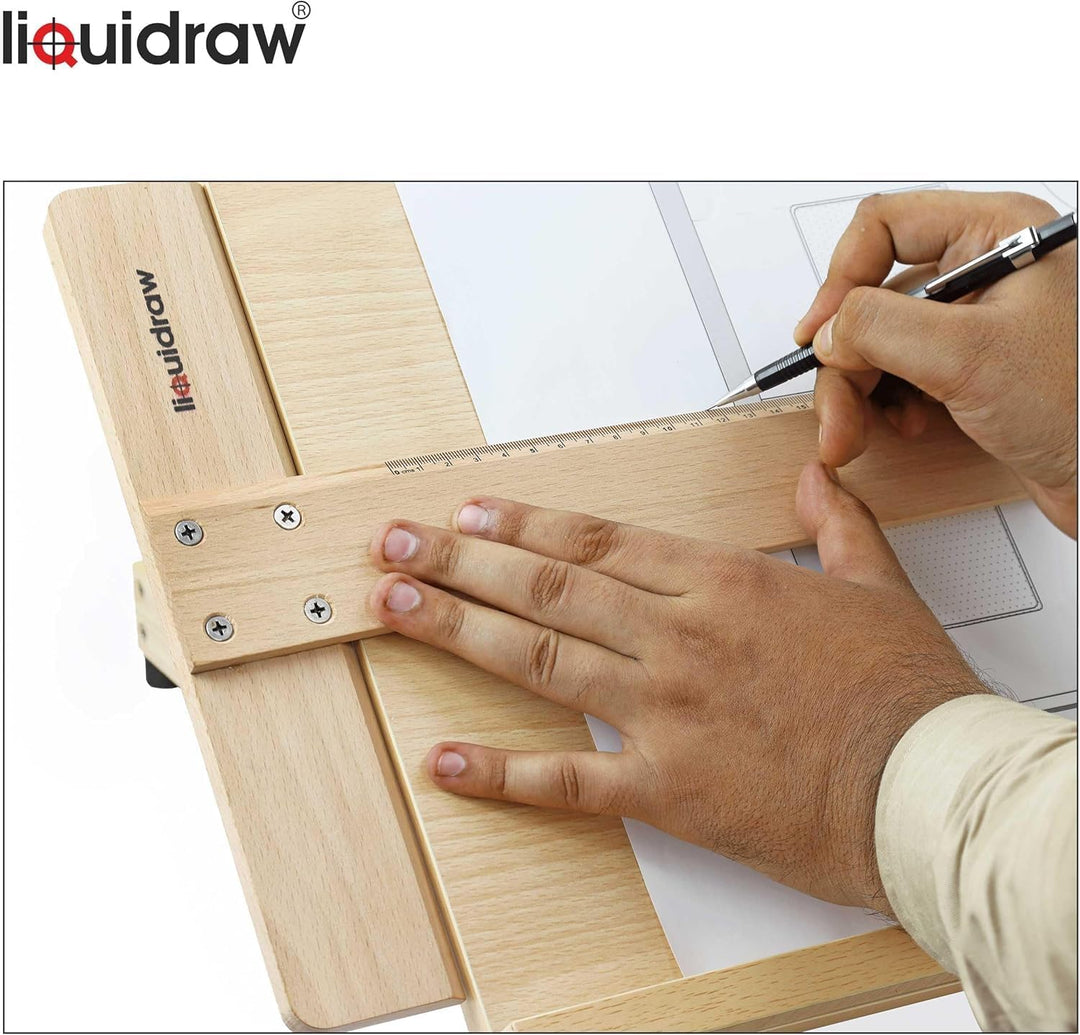 Liquidraw A2 Künstler-Zeichenbrett, 6 Winkel, verstellbar, Massivholz, Kunst-Skizzierbrett mit 60 cm