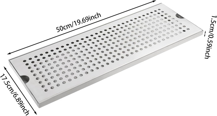 Edelstahl-Tropfschale, Bierabtropfschale mit Abnehmbarer Abdeckun, 50 * 17.5 * 1.5cm Bar-Tropfschale