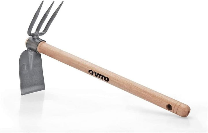 VITO - Set mit 5 Gartenwerkzeugen mit Holzgriff, Edelstahl und Eisen, handgeschmiedet, hohe Qualität