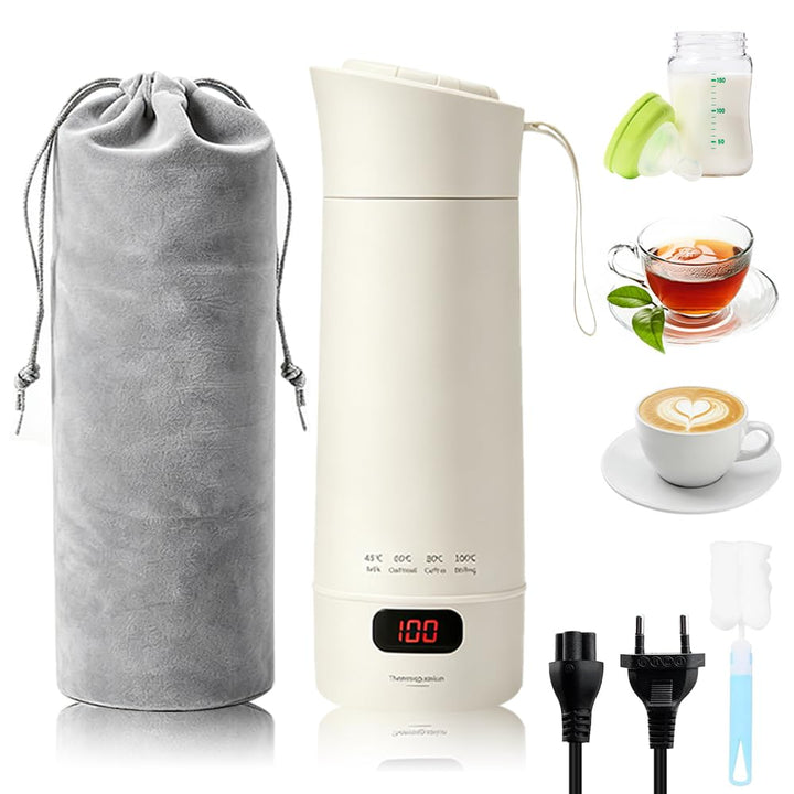 Elektrischer Reisewasserkocher Klein 400ml, Mini Wasserkocher mit 4 Temperatureinstellung e Schnelle