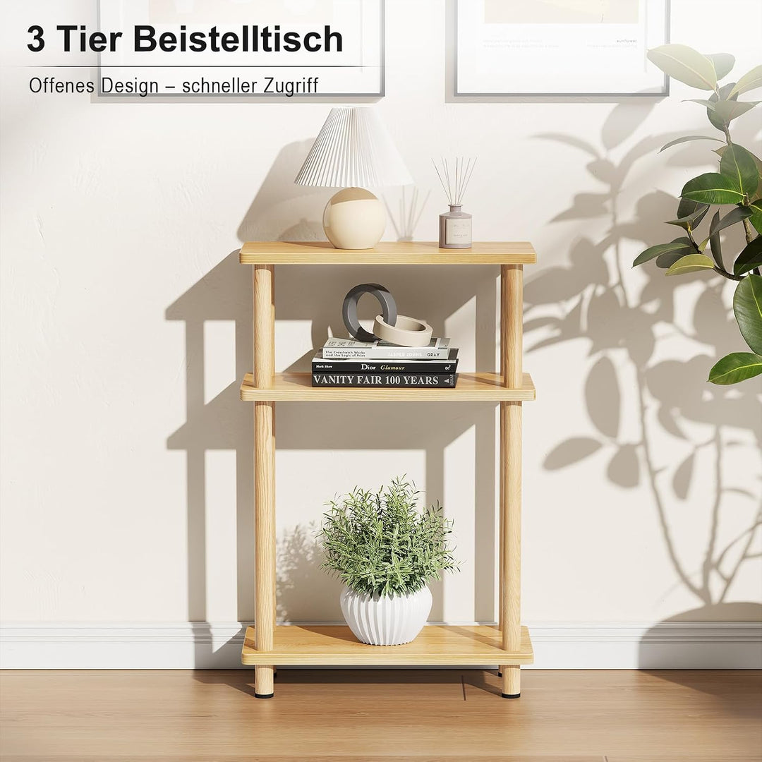 YOUDENOVA Beistelltisch Holz, Beistelltisch Schmal, 40x18x61.5 cm, 3 Tier Kleiner Tisch Für Wohnzimm