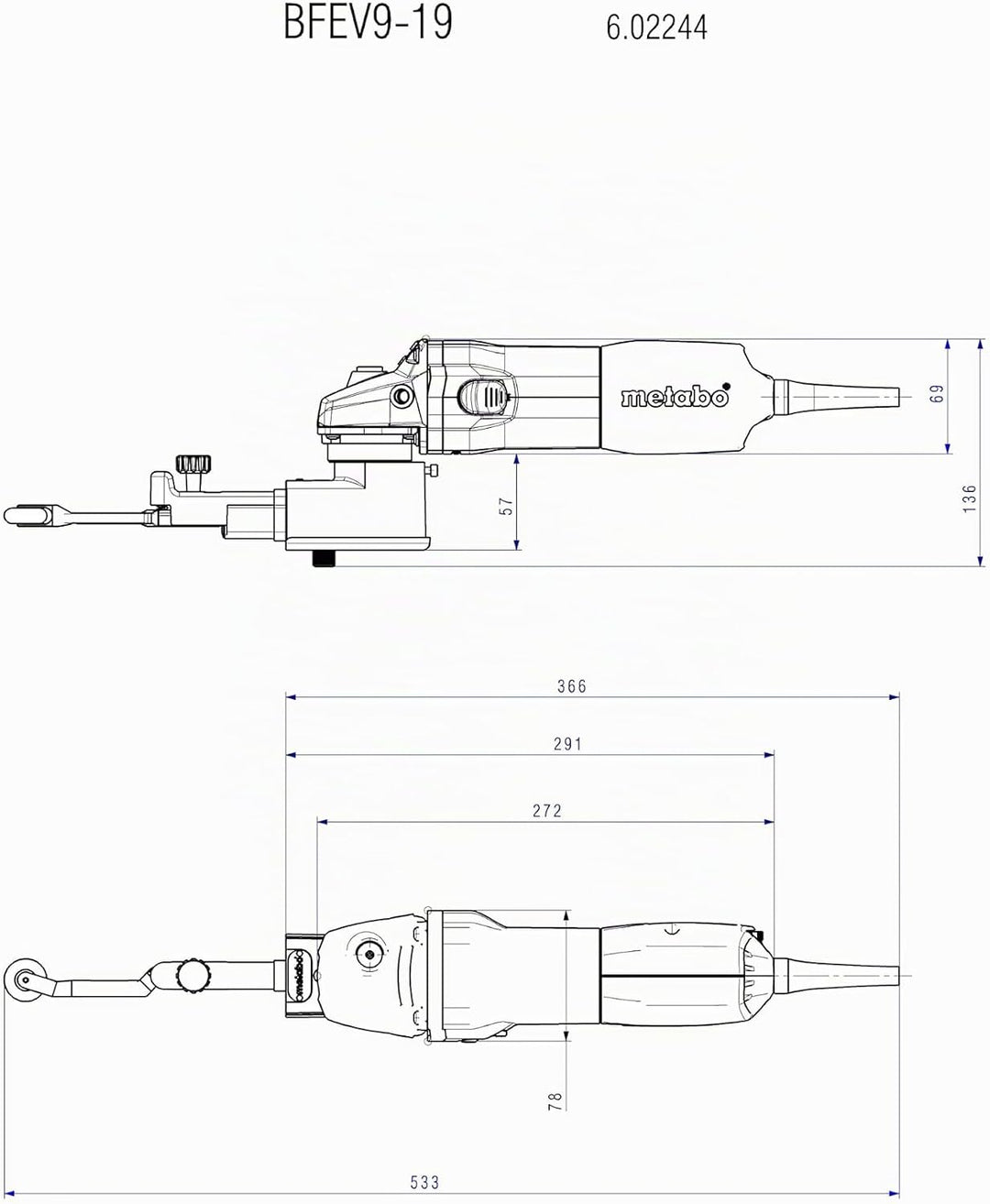 Metabo Bandfeile BFE 9-20 Set (602244500) Stahlblech-Tragkasten, Nennaufnahmeleistung: 950 W, Abgabe